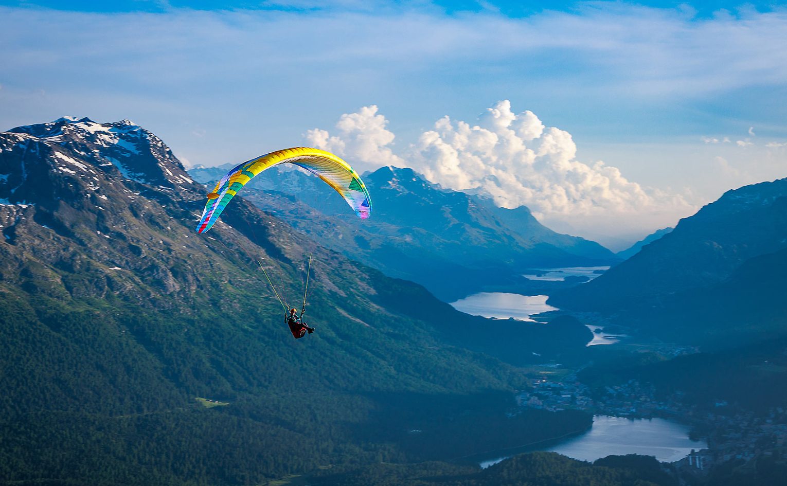 Flying above the Engadine Valley