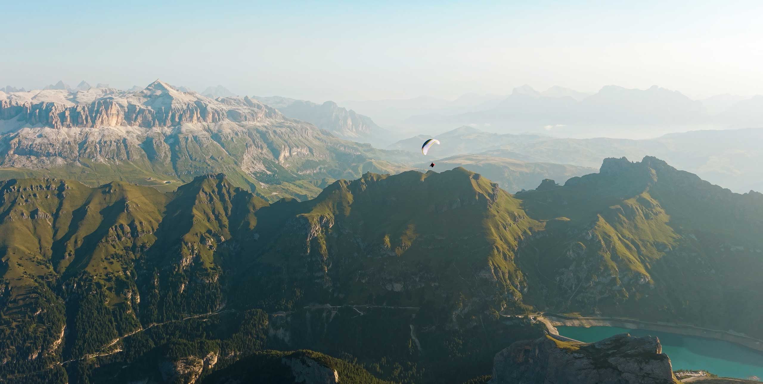 Flying in front of the Sella Massif
