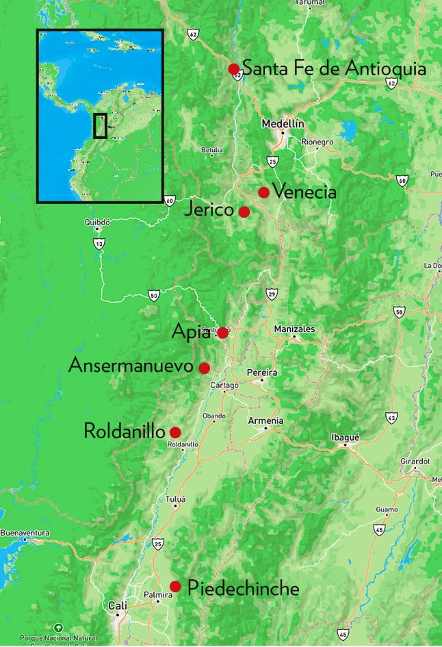 The flying sites of the Caucau Valley, Colombia