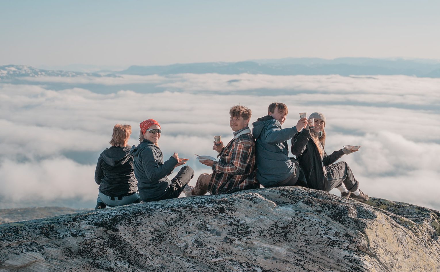 The 'Paragliding Breakfast' on top of Lønahorgi (1,410m) in Norway. Photo: Dina Rindsem