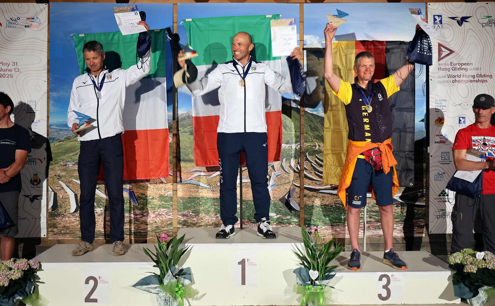 European Hang Gliding Championships Podium 2026. Photo: Flavio Tebaldi