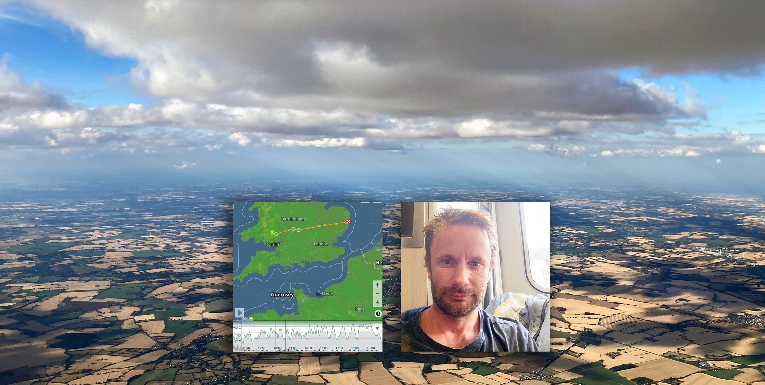 Ben Dry has set a new paragliding open distance XC record for the UK, flying 334.9km from Llangorse, Wales to the East Suffolk coastline on Saturday 1 August.